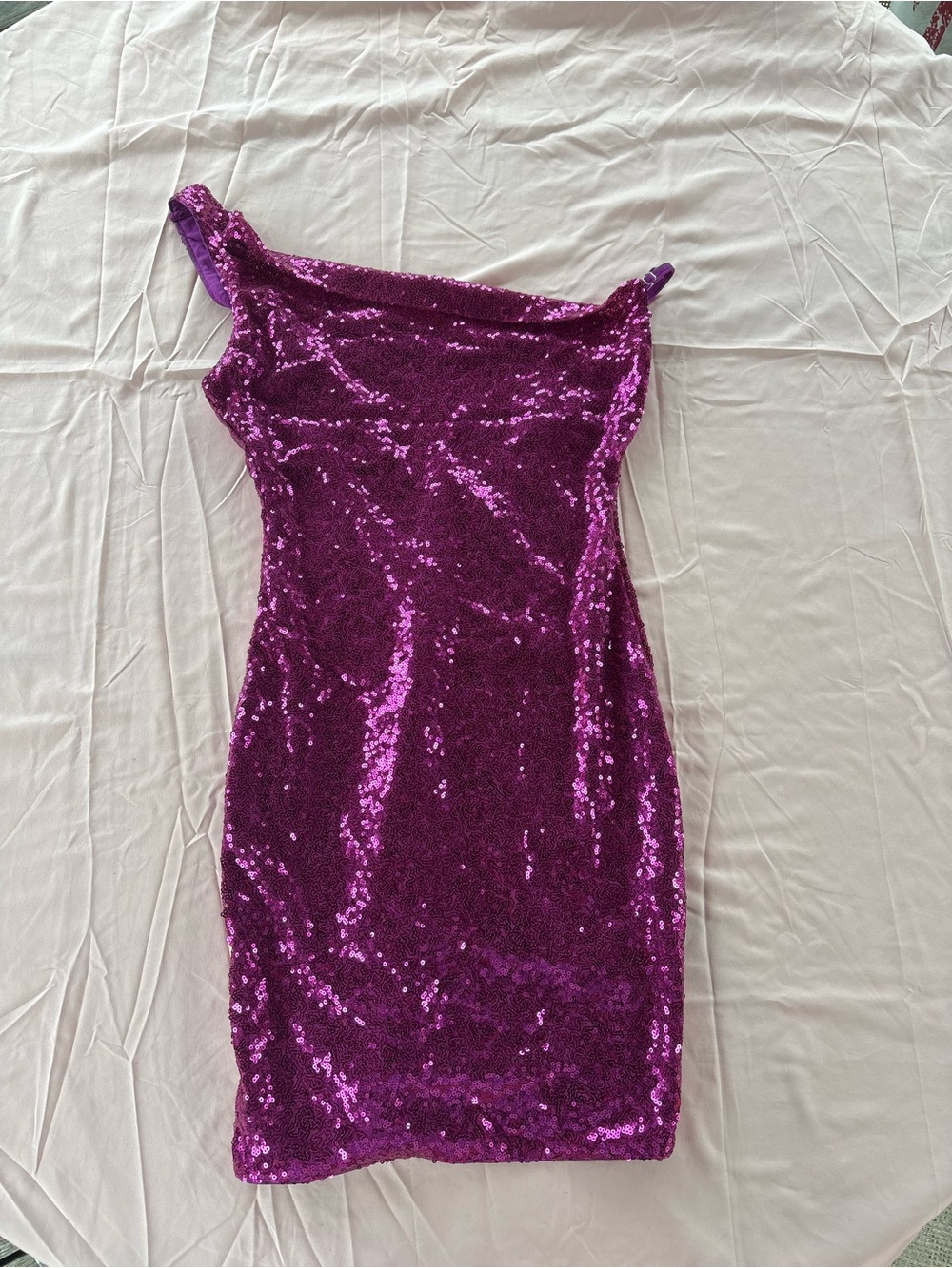 Hello Molly One-Shoulder Hot Pink Sequin Bodycon Dress